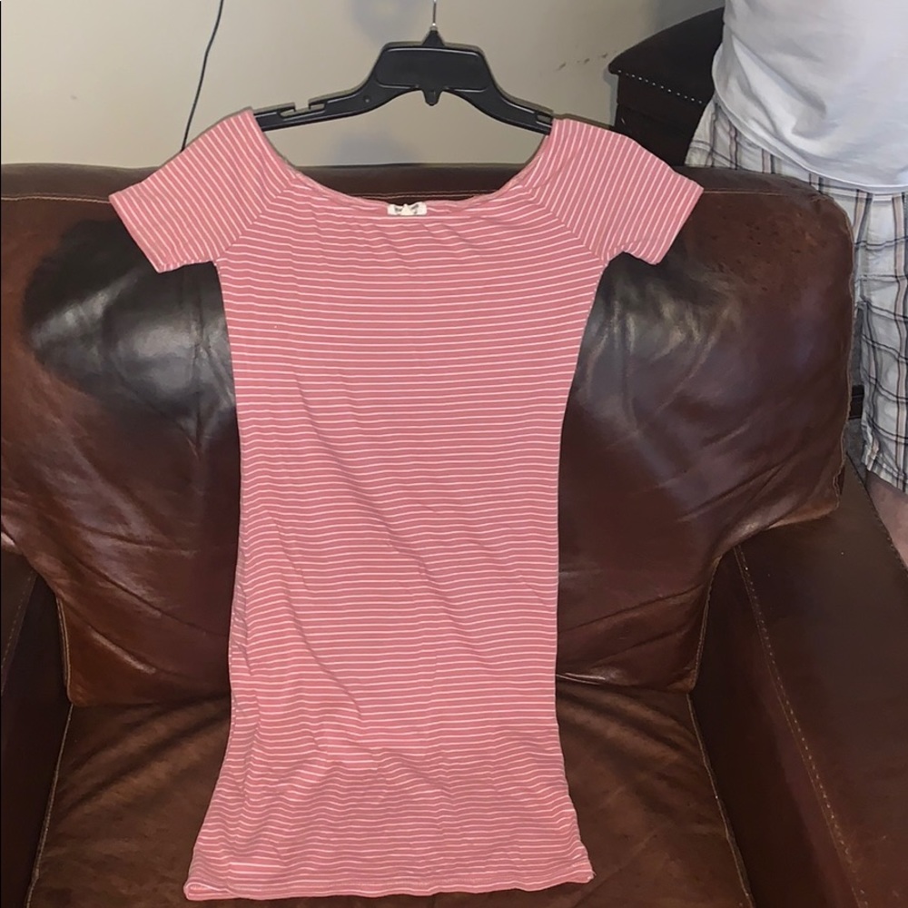 White and pink striped dress
